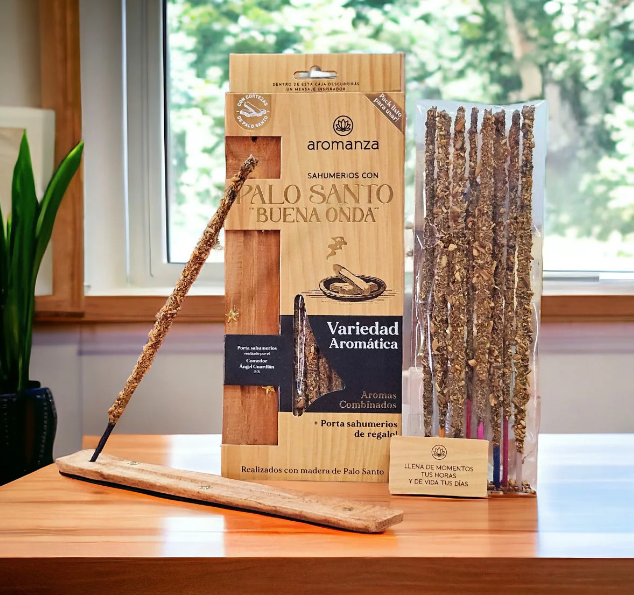 Caja Pack Sahumerios Palo Santo Buena Onda Aromanza